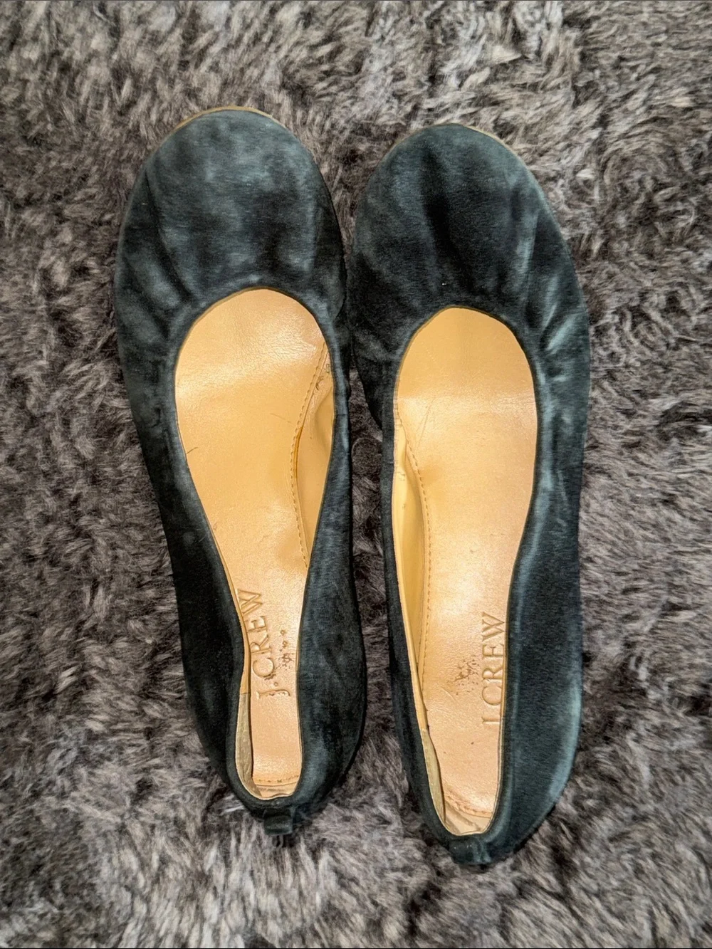 J. Crew Black Suede Ballet Flats with Leather Insole